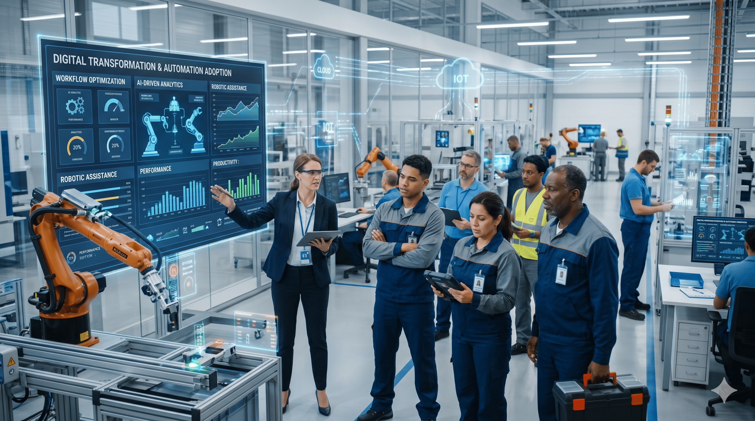 Employees reacting to automation and digital transformation technologies in a smart industrial workplace